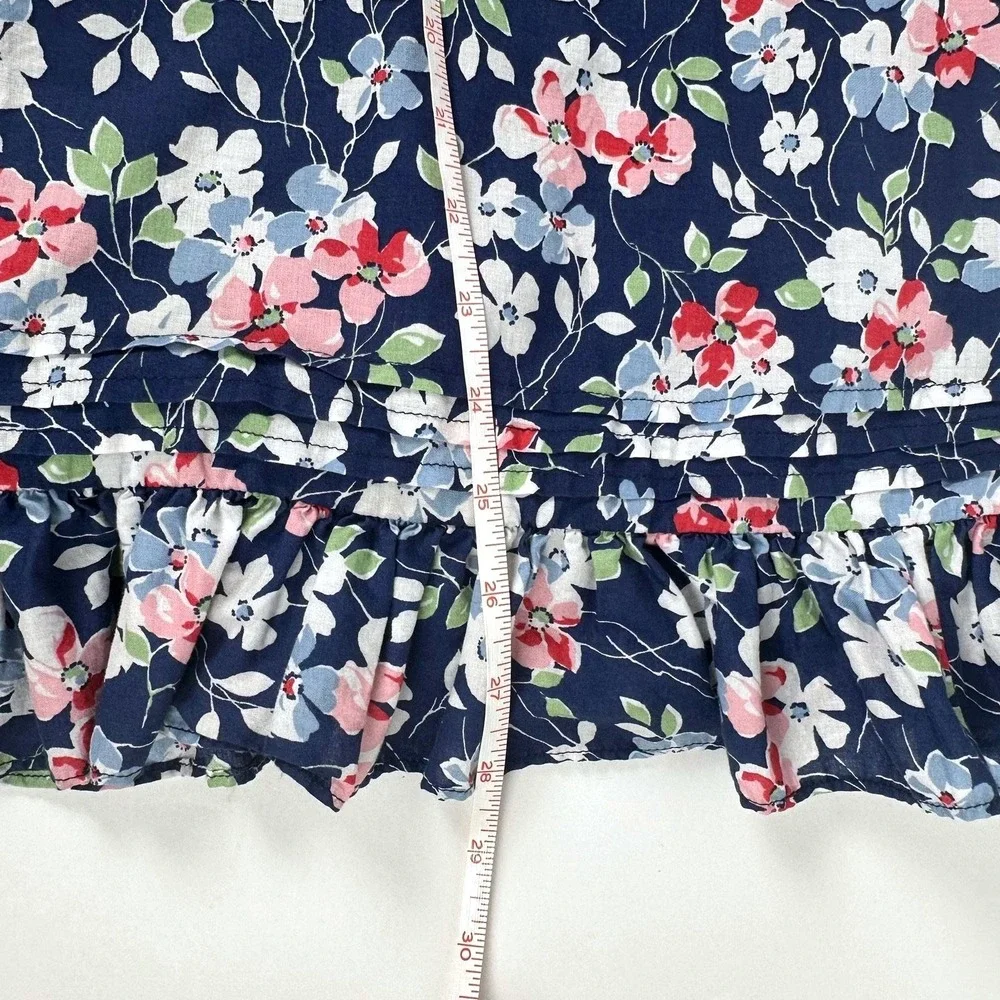 Ralph Lauren Floral Dress Girls 8 Navy Blue‎ Ruffle Racerback Sundress